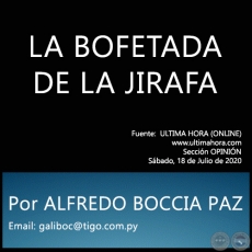LA BOFETADA DE LA JIRAFA - Por ALFREDO BOCCIA PAZ - Sbado, 18 de Julio de 2020